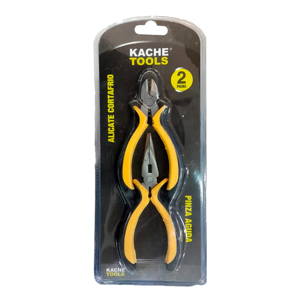 JUEGO DE ALICATES X 2 PZS PINZA + CORTAFRIO 4 1/2" KACHE TOOLS (7463)