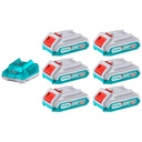 KIT DE 6 BATERIAS DE 20V (2.0 AH) + CARGADOR INDUSTRIAL TOTAL (UTFBCLI2062)