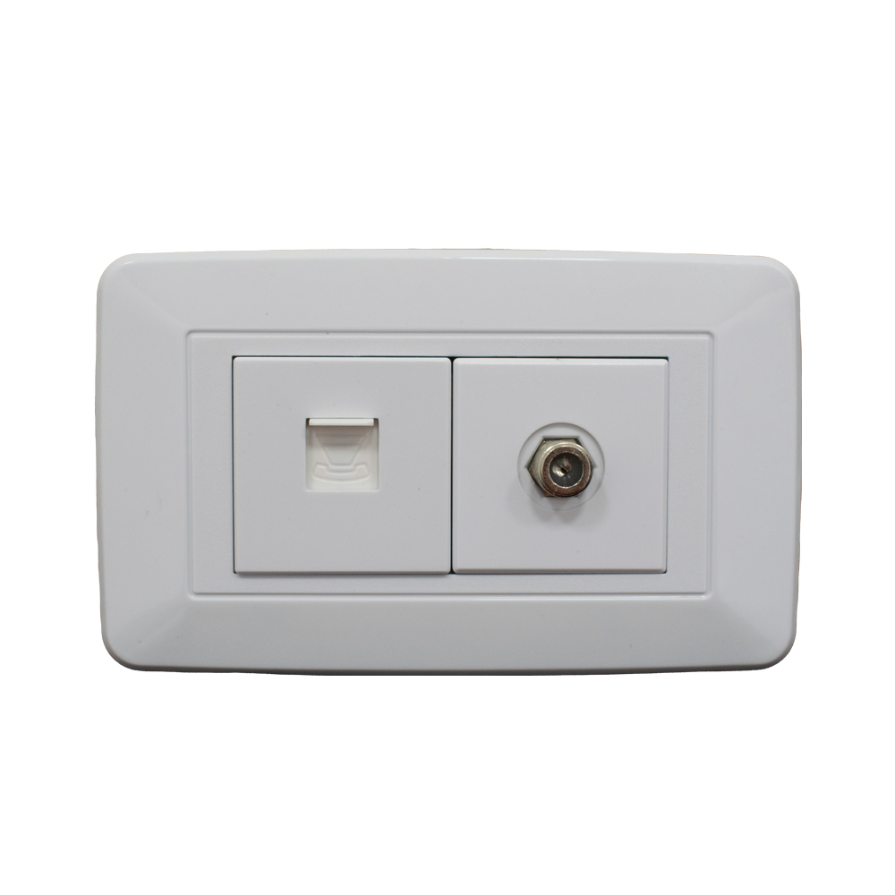 LINEA BK BLANCA INCRUSTAR TOMA TELEFONO + TV VHARBOR (118Z-78) (HT1524)(HT20343)