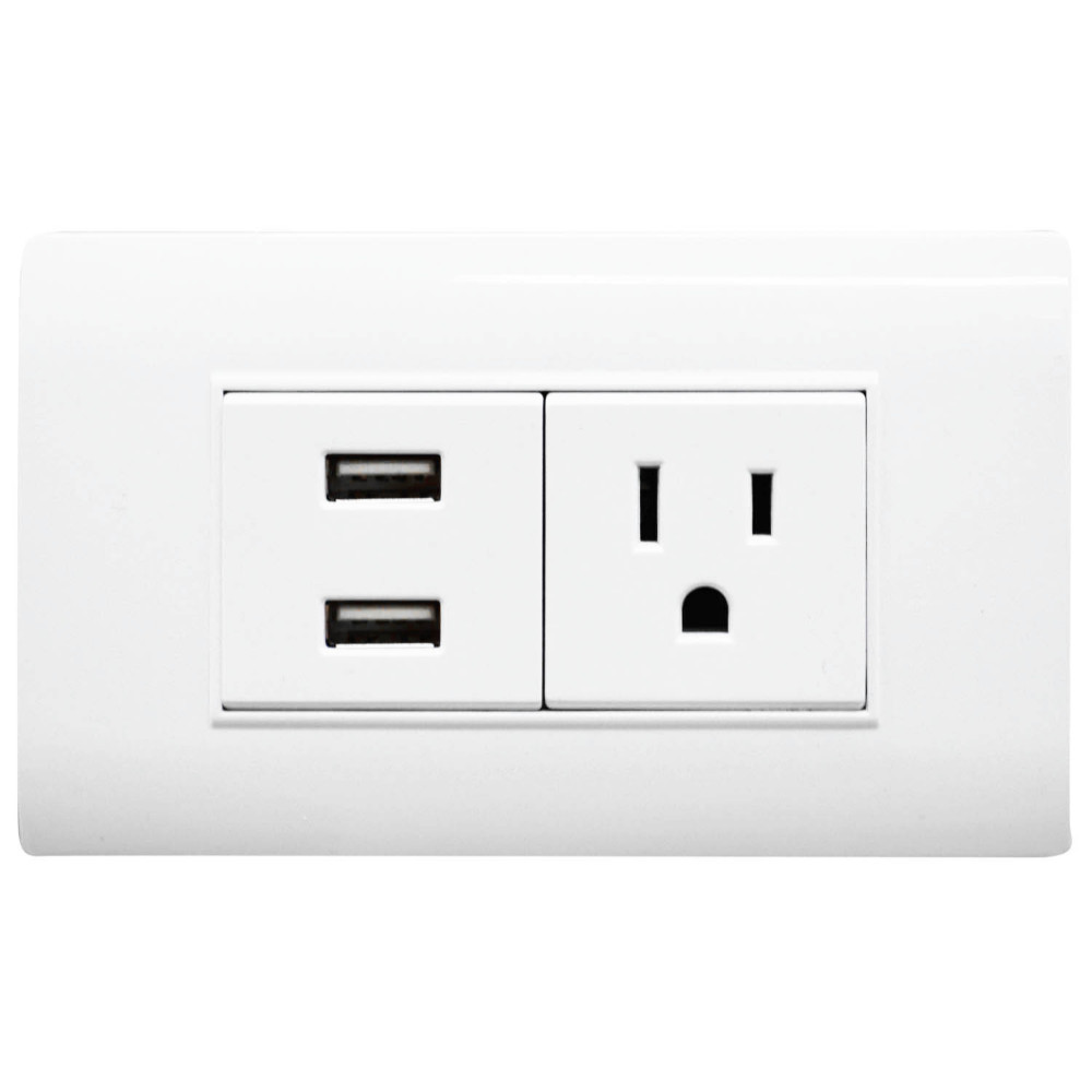 LINEA BK PLUS BLANCA INCRUSTAR TOMA SENCILLO + 2 USB (118K-36) (HT20686)