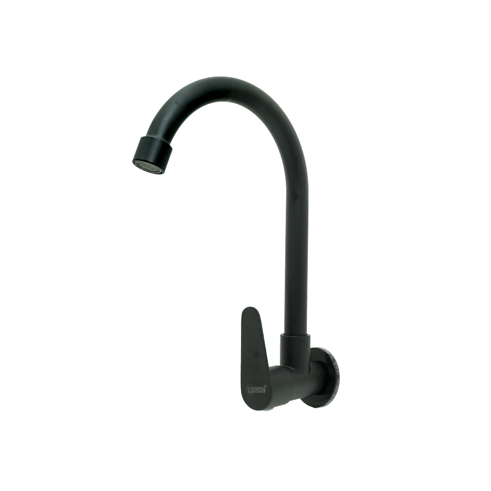 LLAVE LAVAPLASTOS CUELLO GANSO PARED ALETA ACERO INOXIDABLE  NEGRA UDUKE (HT2045) 