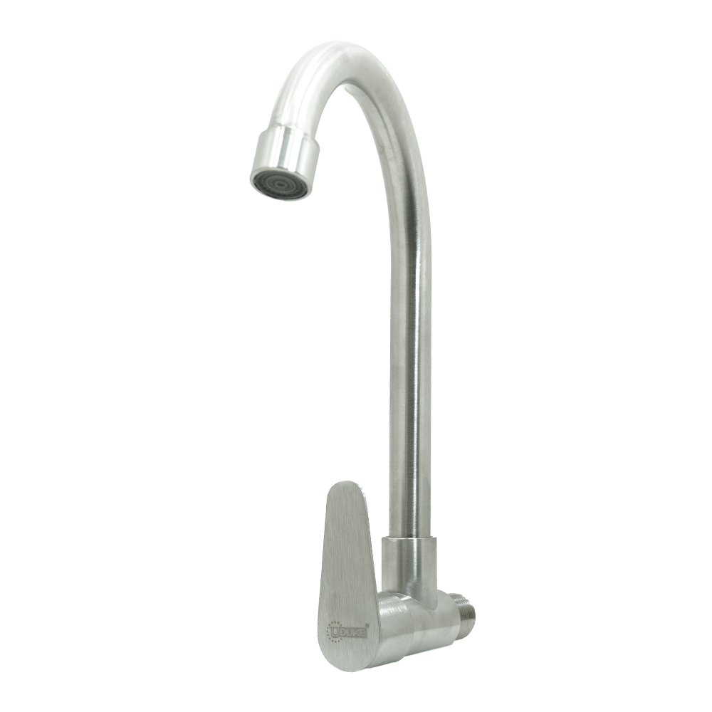 LLAVE LAVAPLASTOS CUELLO GANSO PARED ALETA ACERO INOXIDABLE SATINADA UDUKE (HT2044) 