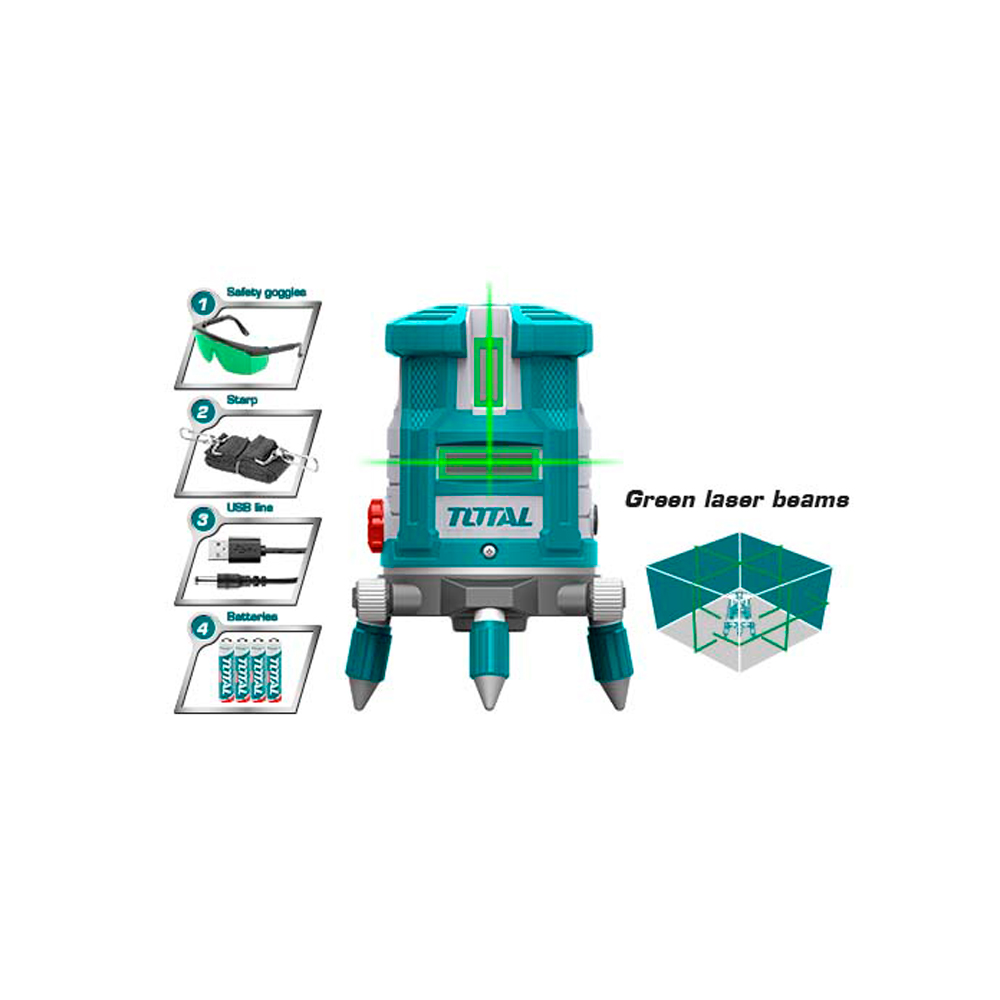 NIVEL LASER 30 MTS INDUSTRIAL AUTONIVELANTE LASER VERDE TOTAL (TLL305205)