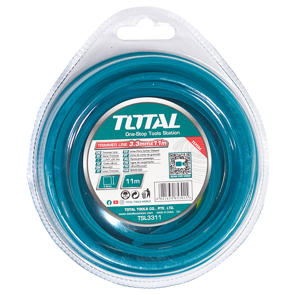 NYLON GUADAÑADORA  CUADRADO 3,3MM X 11M TOTAL (TSL3311)