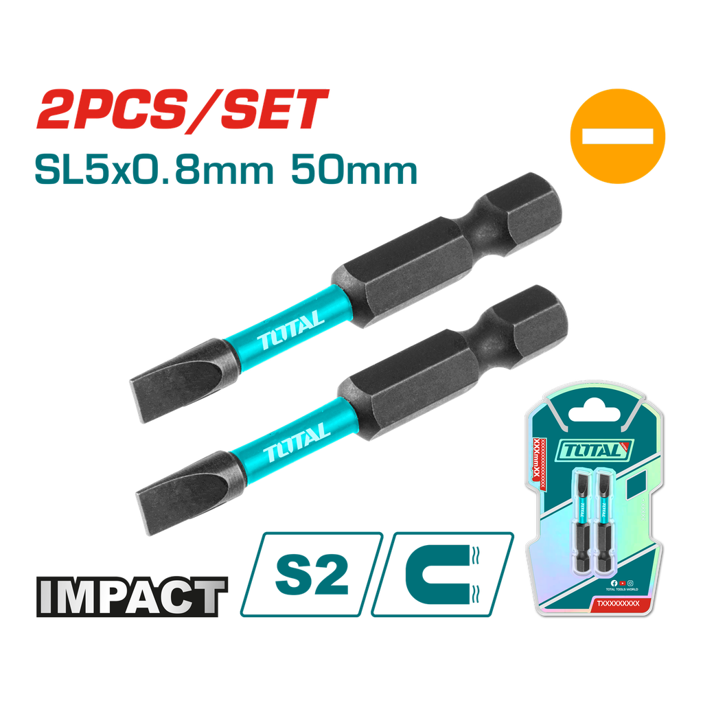 PUNTAS TALADRO IMANTADA 5X0.8MM 50MM (-) (-) JUEGO X 2 PZS INDUSTRIAL SUPER TOTAL (TACIM71SL550)