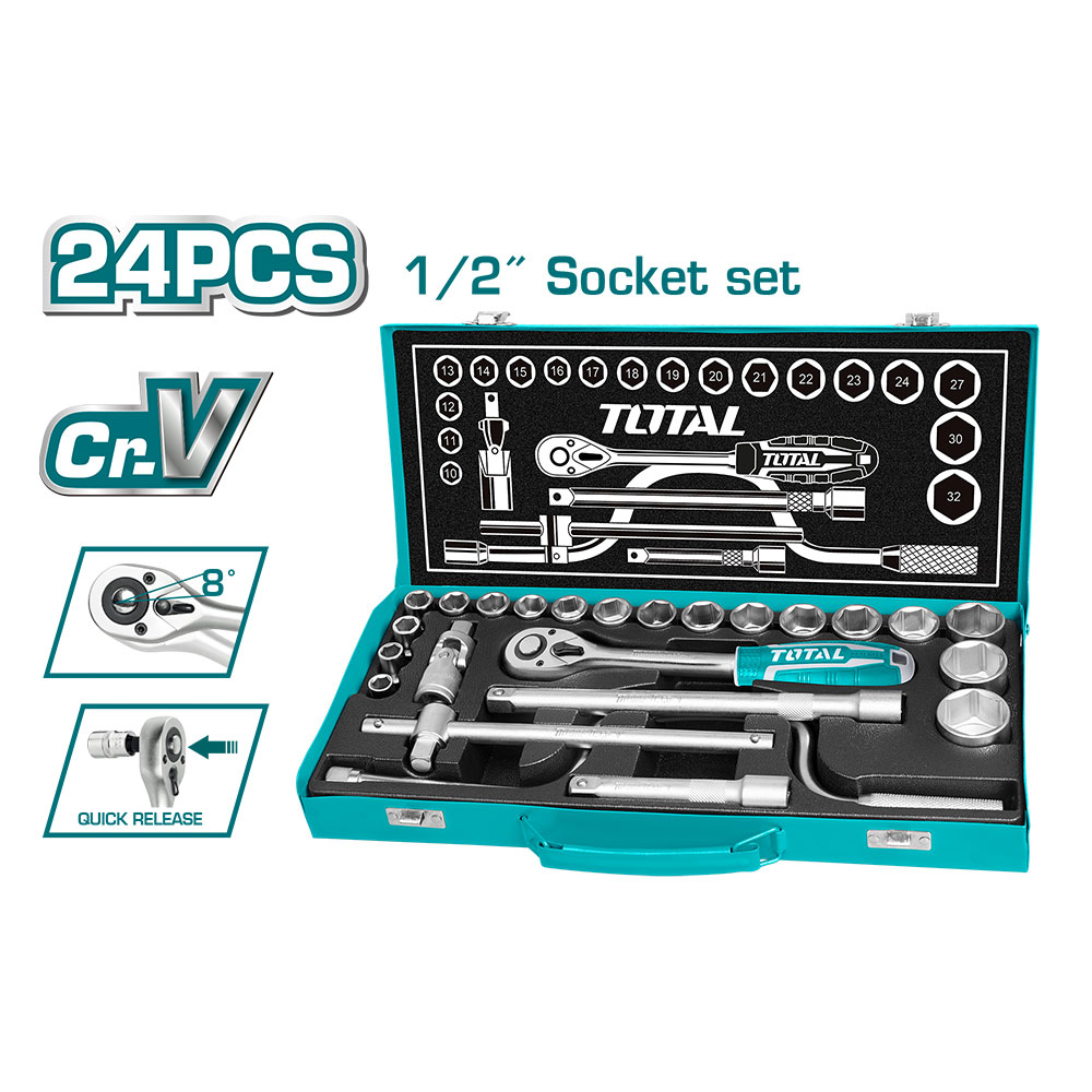 RACHET CON COPAS 1/2 X 24 PZS INDUSTRIAL TOTAL (THT141253)
