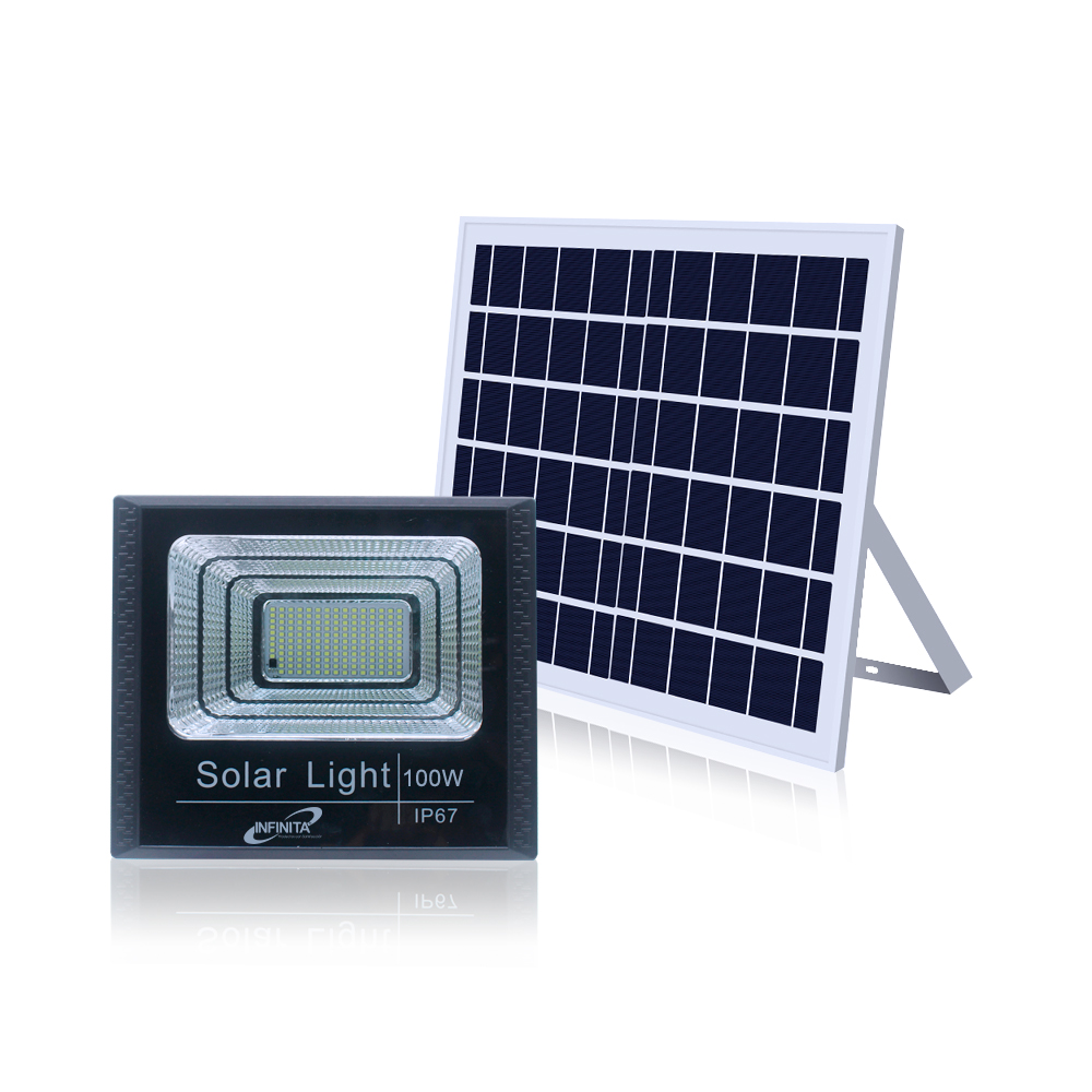 REFLECTOR LED 100W LUZ DIA + PANEL SOLAR (IP65) (INFRS2-100W)