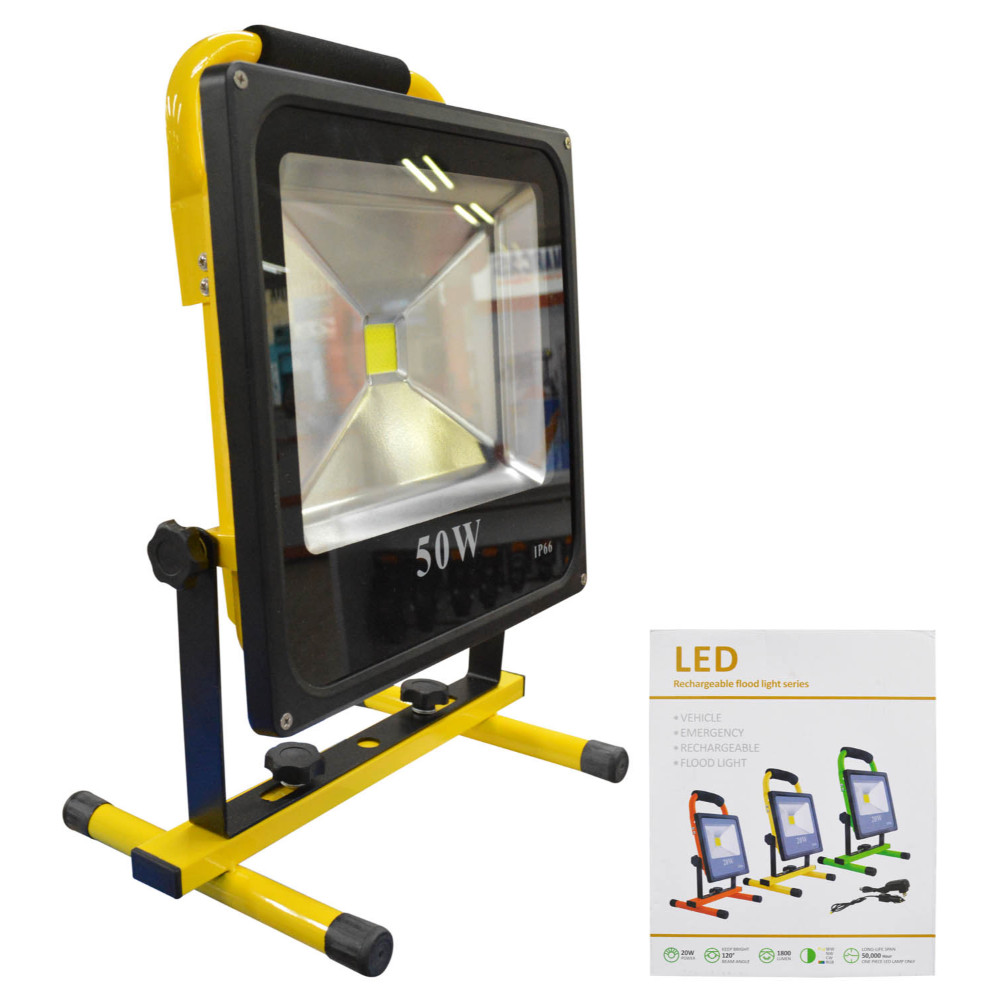 REFLECTOR LED RECARGABLE 50W MULTIUSOS (5V-110V) (4500 LM) (IP65) (HT80018)