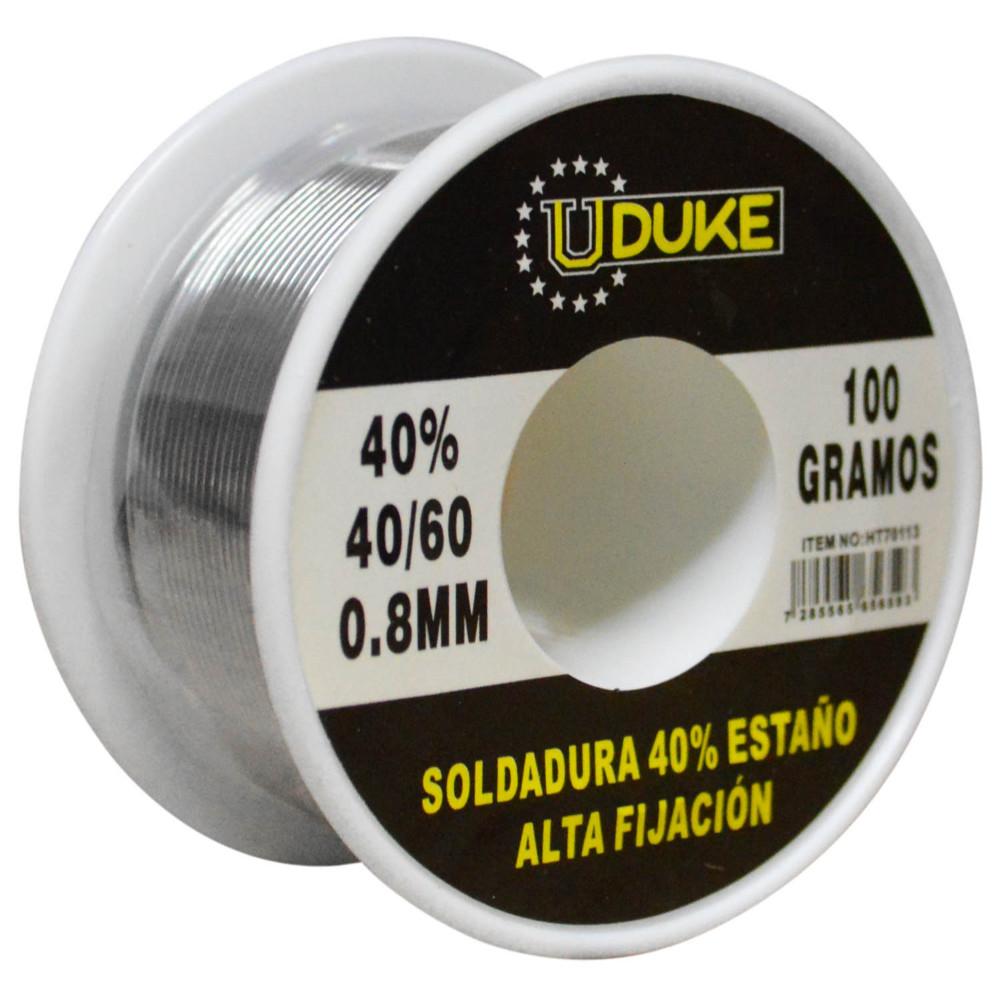 SOLDADURA ESTANO UDUKE 100 GRAMOS 40-60 (40% ESTANO) (0.8MM) (HT70113)