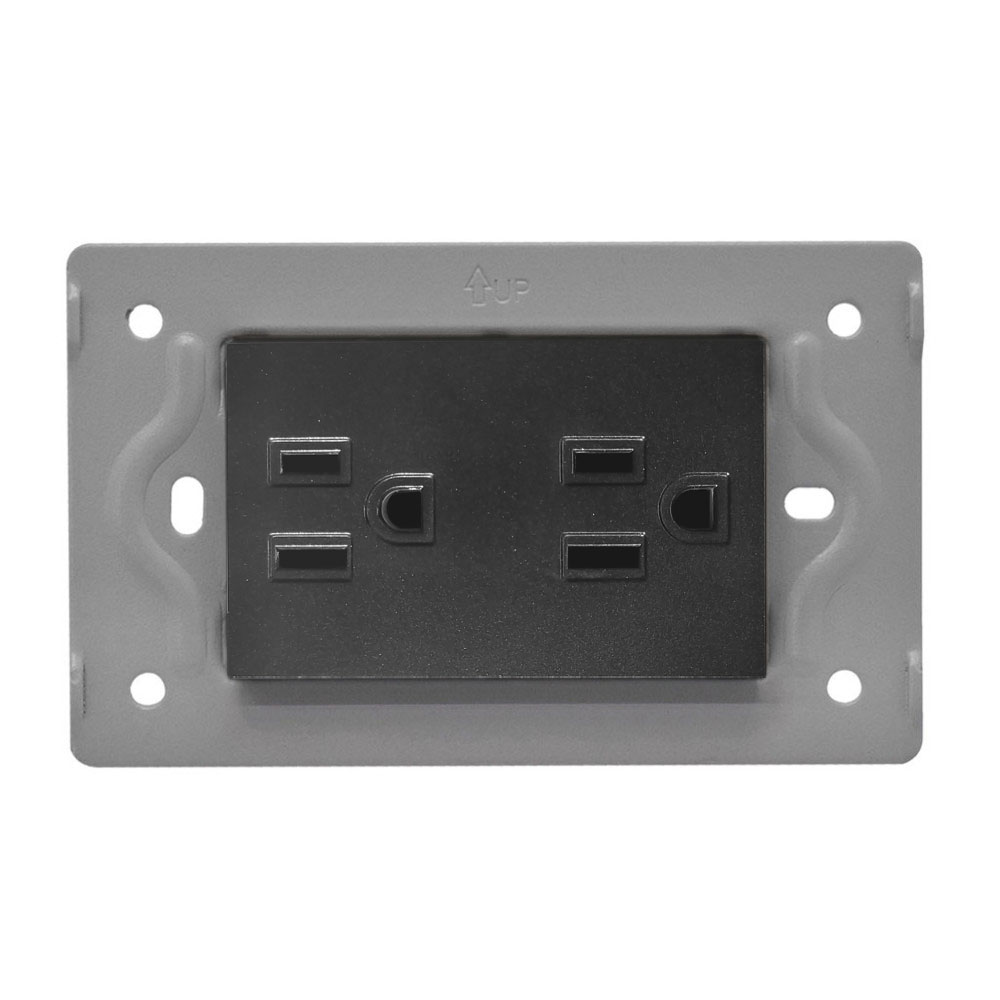 TOMA DOBLE LUXOR NEGRA INTERCAMBIABLE SIN TAPA DUKE ENERGY (V17-014)