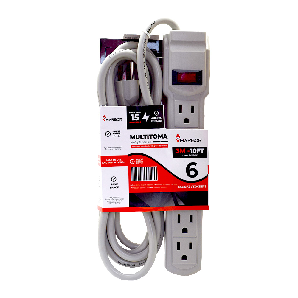 TOMA MULTIPLE  X6  CABLE DE 3MTS VHARBOR(S-25-3M)