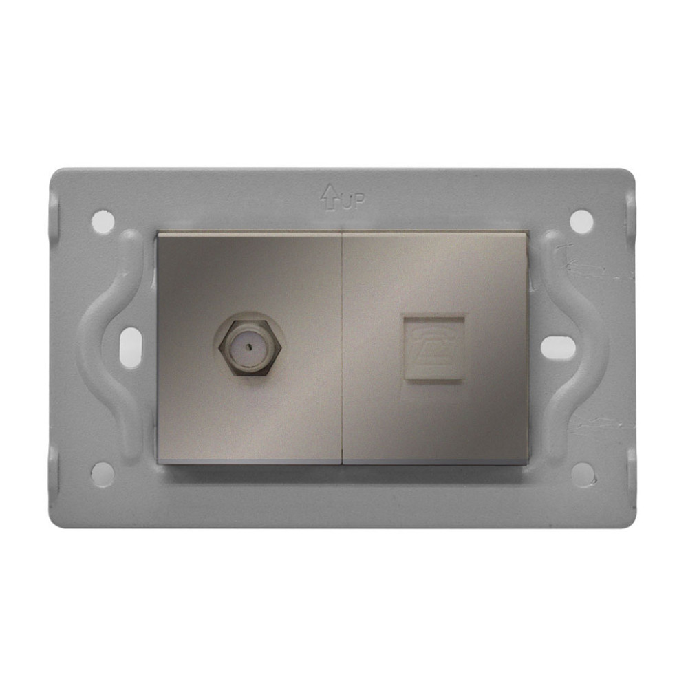 TOMA TELEFONO + TV LUXOR GRIS INTERCAMBIABLE SIN TAPA DUKE ENERGY (V3-036)