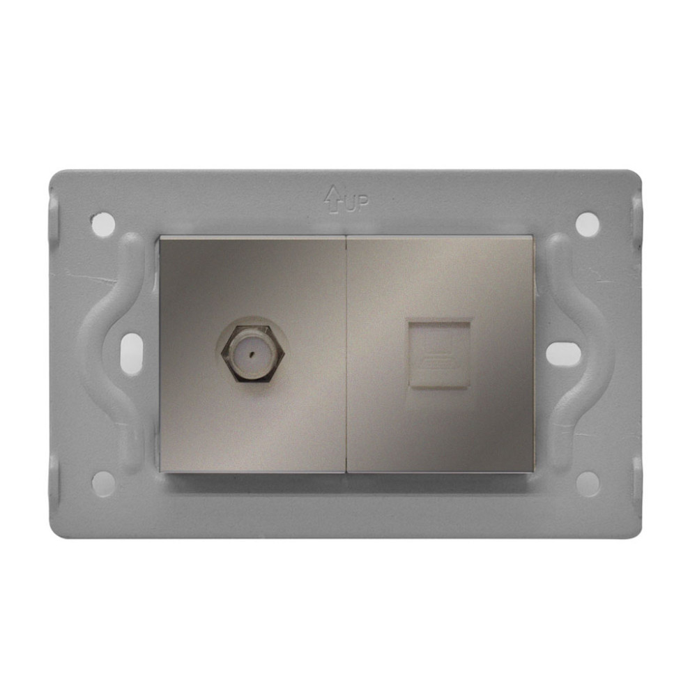 TOMA TV + TOMA LAN INTERNET LUXOR GRIS INTERCAMBIABLE SIN TAPA DUKE ENERGY (V3-037)