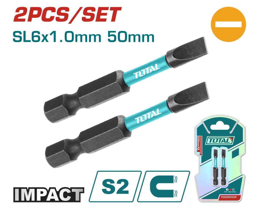 PUNTAS TALADRO IMANTADA 50MM (-) (-) JUEGO X 2 PZS INDUSTRIAL SUPER TOTAL (TACIM71SL650)