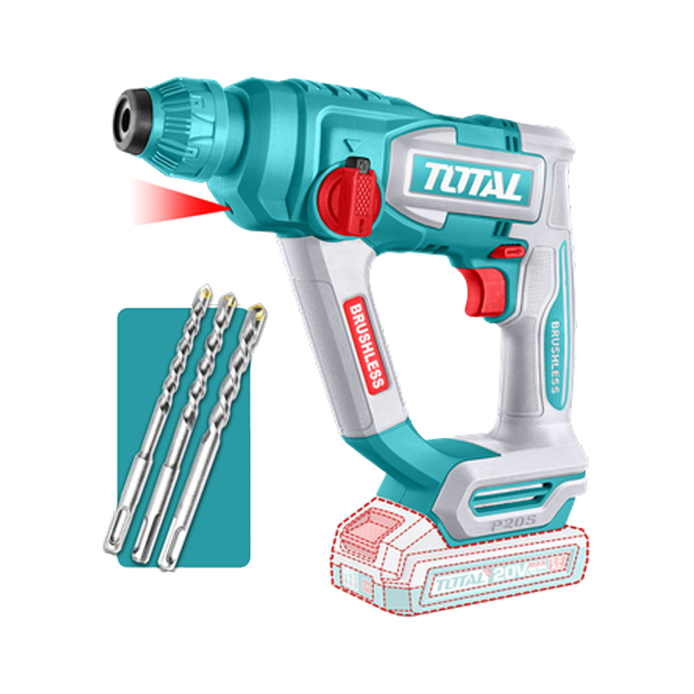 TALADRO INALAMBRICO ROTOMARTILLO SDS PLUS 11/16 BATERIA Y CARGADOR NO INCLUIDO SUPER TOTAL  (TRHLI20188)