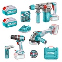 COMBO INALAMBRICO 20V  X 3 PZS TALADRO ATORNILLADOR INALAMBRICO 1/2 66 NM +  PULIDORA INALAMBRICA 4 1/2 + TALADRO ROTOMARTILLO SDS PLUS  4.5 JULES  INLCUYE 2 BATERIAS 5.0AH , 1 CARGADOR , 10 DISCOS DE CORTE Y 47 ACCESORIOS INDUSTRIAL SUPER TOTAL (UTOSLI241183)