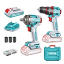 COMBO INALAMBRICO TALADRO 1/2" 66 N.M + PISTOLA IMPACTO 1/2" 20V 400 N.M  INCLUYE 2 BATERIAS 2.0AH , 1 CARGADOR Y ACCESORIOS SUPER TOTAL (UTCKLI20275)