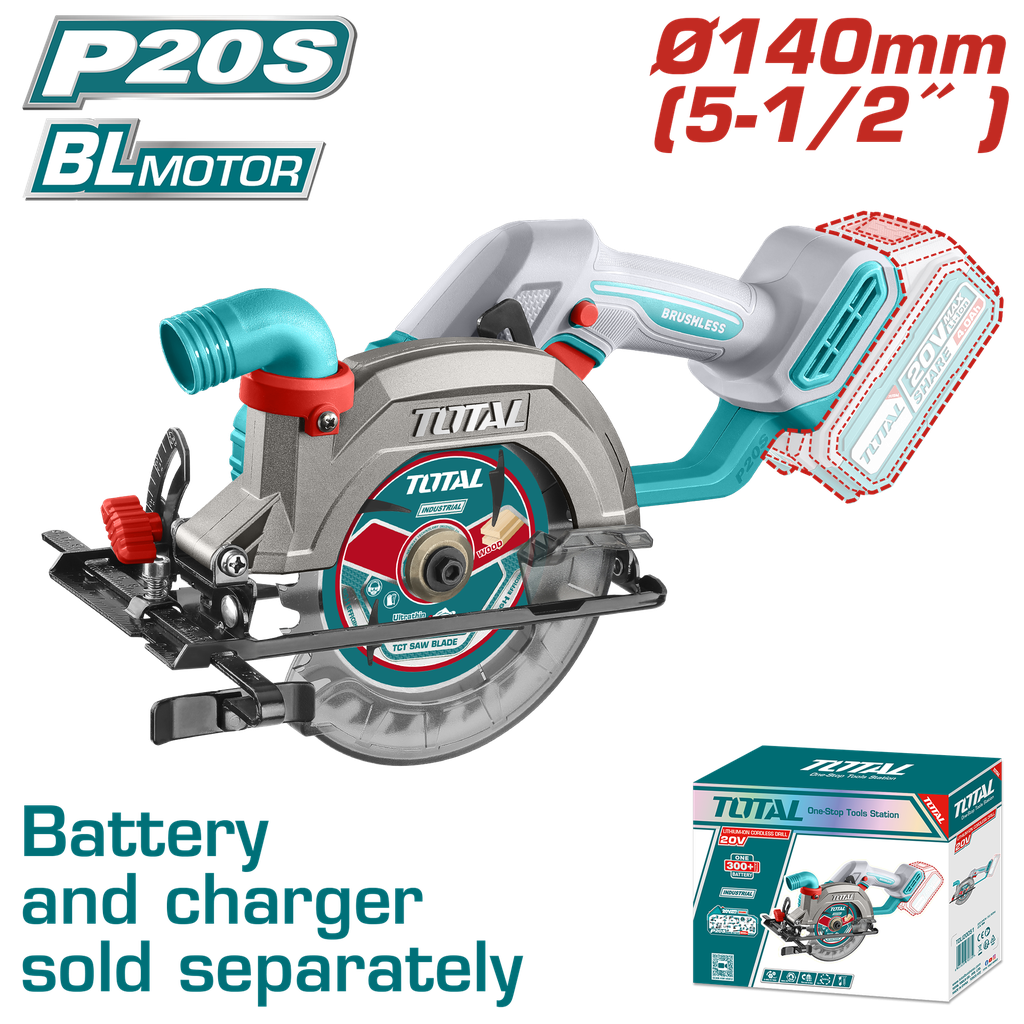SIERRA CIRCULAR INALAMBRICA 5-1/2 BATERIA Y CARGADOR NO INCLUIDO INDUSTRIAL SUPER TOTAL (TSLI1402)