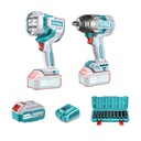 COMBO INALAMBRICO 20V PISTOLA IMPACTO INALAMBRICA 1/2 850NM + LAMPARA DE TRABAJO INALAMBRICA 2000 LUMENES +  JUEGO DE COPA ( 10-24MM)  INCLUYE 2 BATERIAS 5.0 AH, CARGADOR Y  SUPER TOTAL ( UTOSLI241181)  