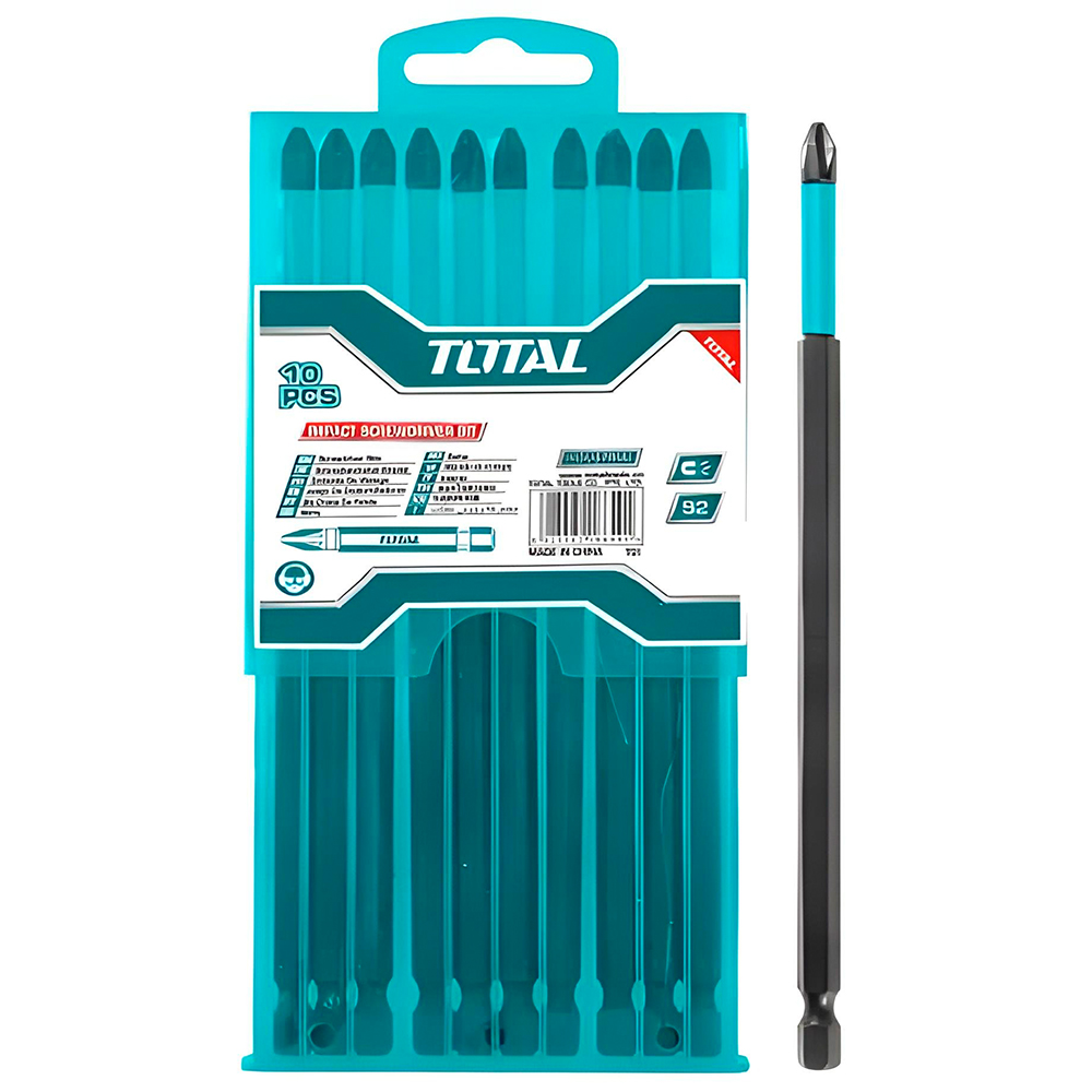 PUNTAS TALADRO IMANTADA PH2 200MM (+)  JUEGO X 10 PZS INDUSTRIAL SUPER TOTAL (TACIM16PH285)