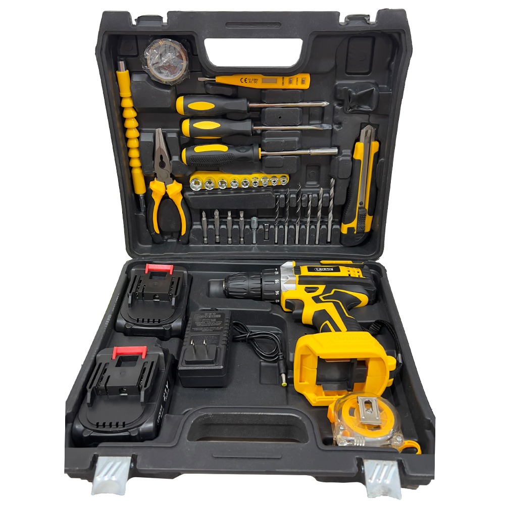 TALADRO ATORNILLADOR INALAMBRICO 3/8 21V  40N.M INCLUYE 2 BATERIAS, CARGADOR Y 48 PCS UDUKE (HT3388)