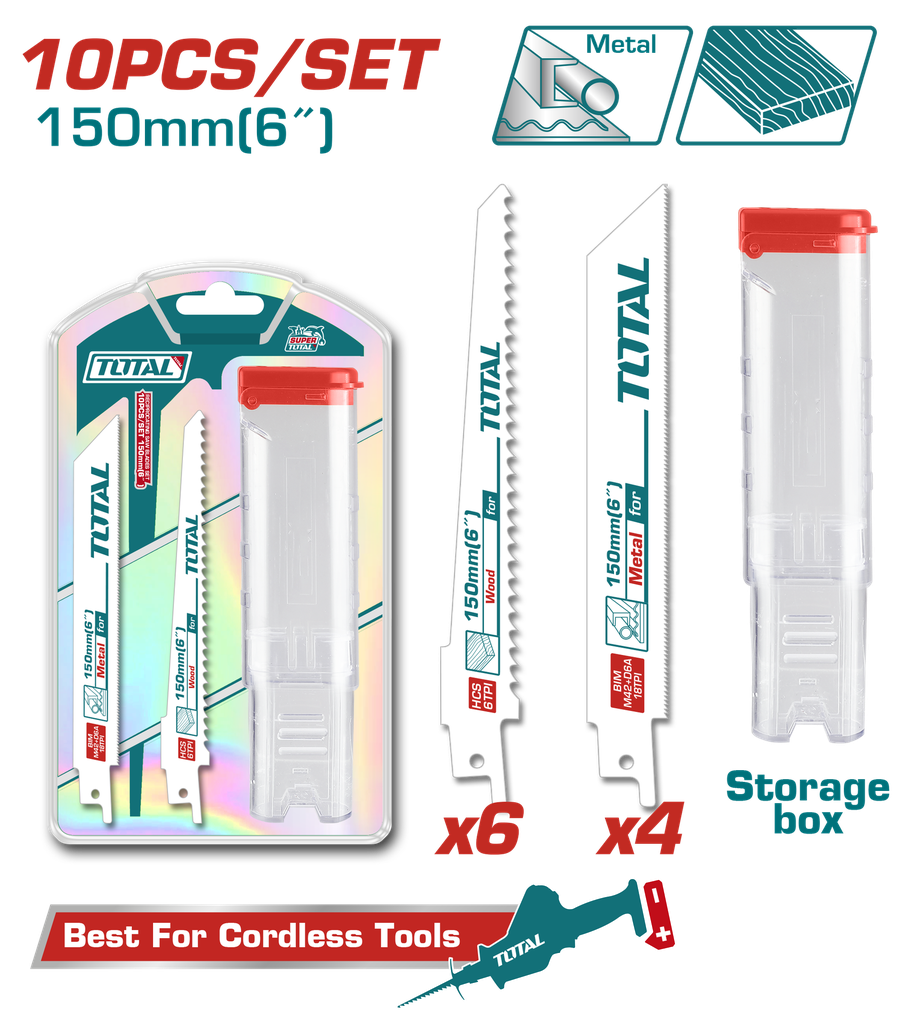 SET DE SEGUETA SIERRA SABLE  6" X10PCS PARA METALES TOTAL (TAC521002)