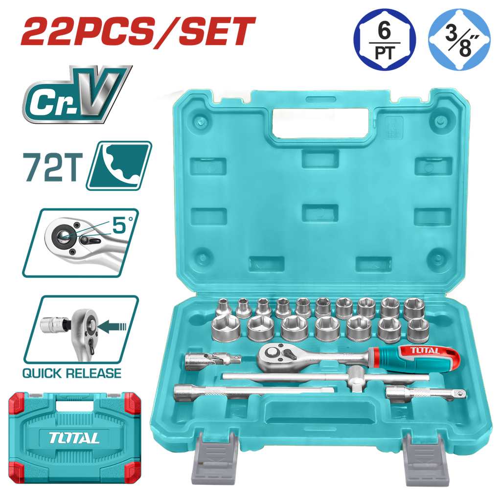 RACHE CON COPAS 3/8" X 22 PZS INDUSTRIAL SUPER TOTAL (THT381221)