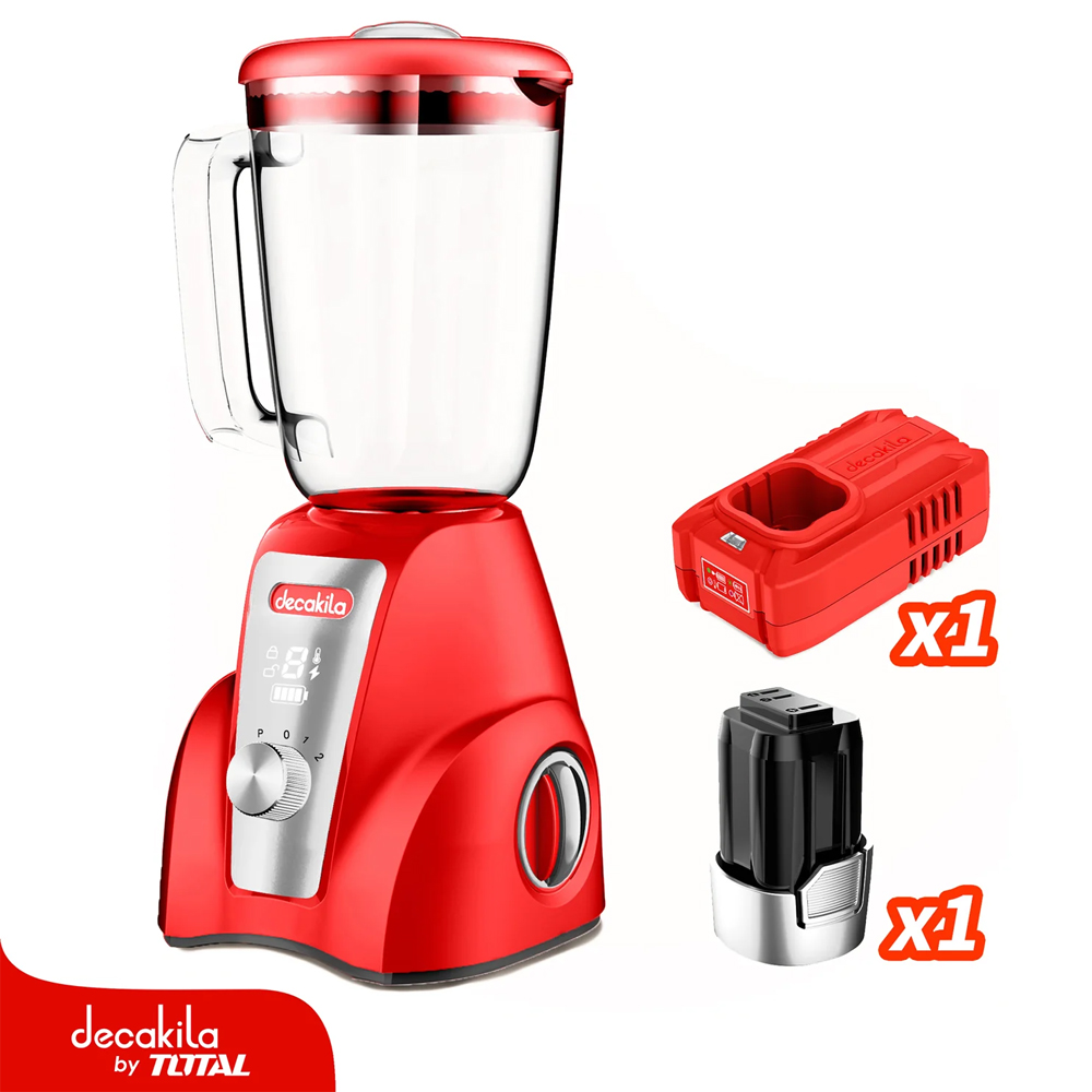 LICUADORA INALAMBRICA 16V 1.5L VASO VIDRIO  INCLUYE BATERIA Y CARGADOR DECAKILA (KUJB052R)