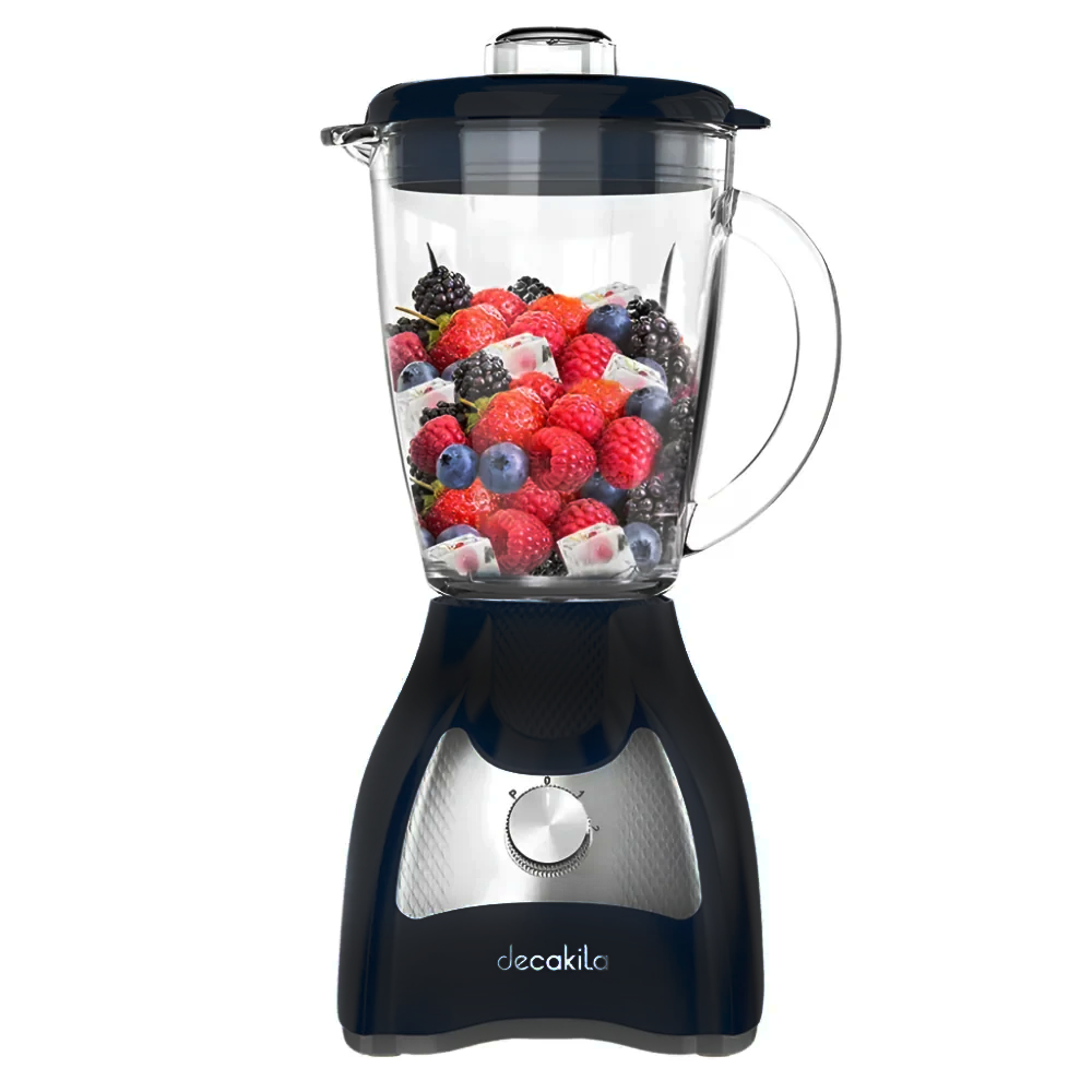 LICUADORA DE  DOS VELOCIDADES 1.5L  VASO VIDRIO 120V CUCHILLAS DE 6 HOJAS  DECAKILA (KUJB045B)