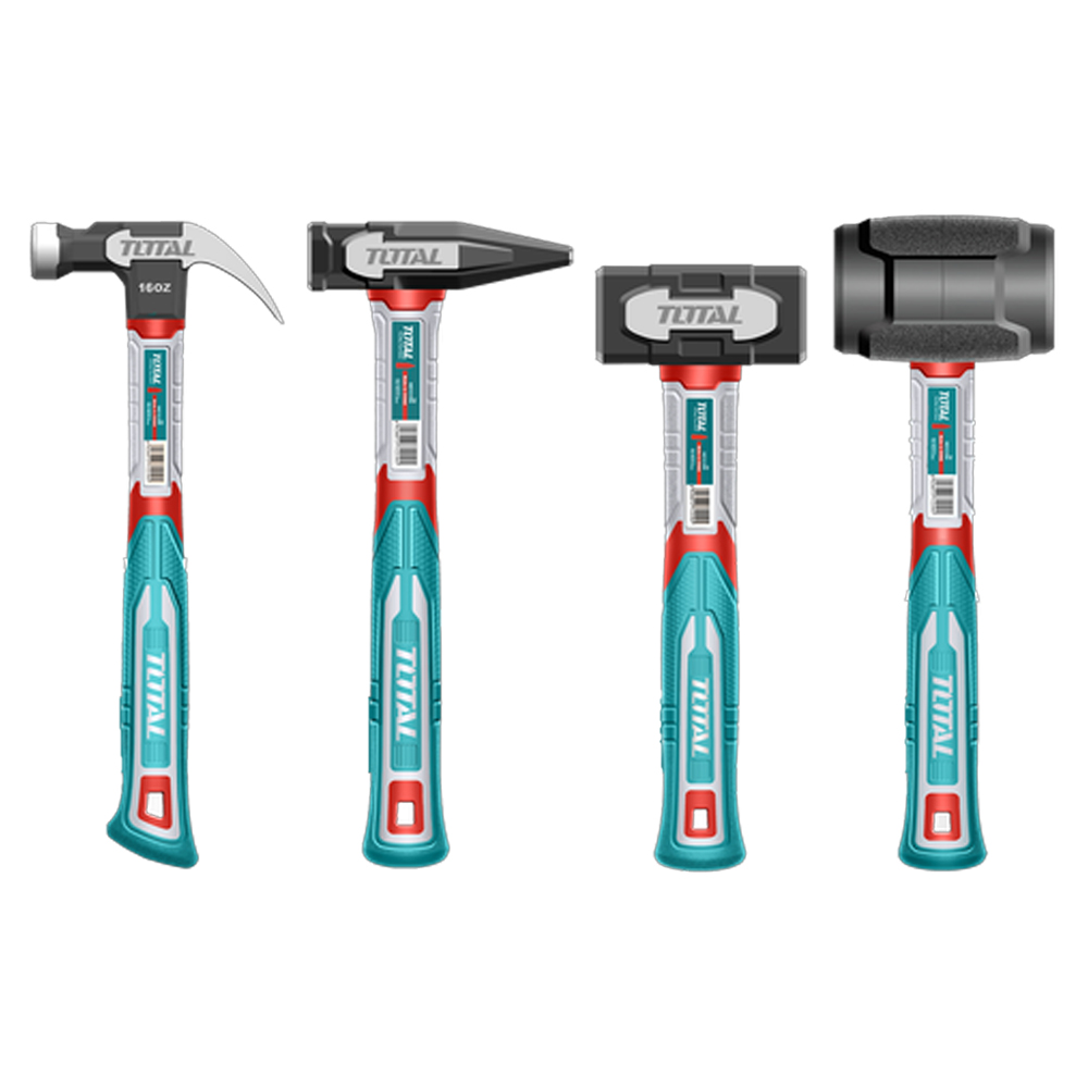 JUEGO DE MARTILLOS X 4 PCS MANGO FIBRA DE VIDRIO TOTAL (THCH6004)