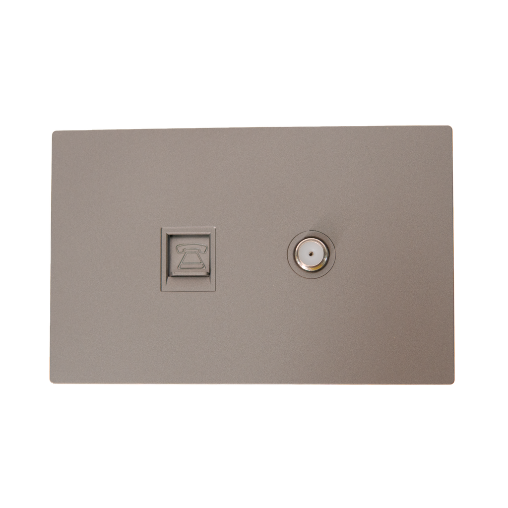 TOMA TELEFONO + TOMA TV TERRA GRIS UDUKE (V8-036)