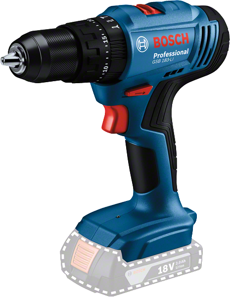 TALADRO INALAMBRICO ATORNILLADOR/PERCUTOR BOSCH 18V GSB 183-LI (BATERIA Y MALETA INCLUIDA)(06019K91G1)