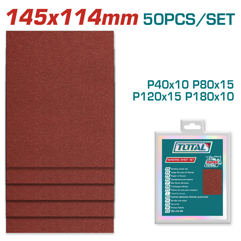 JUEGO DE HOJAS DE LIJA DE PALMA X 50 PZS (145X114MM)  TOTAL (TAC749141121)