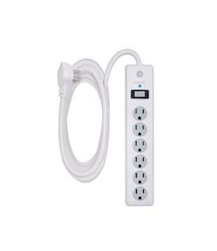 TOMA MULTIPLE X 6 CON SUPRESOR DE PICOS PROTECCION 800 JOULES GENERAL ELECTRIC CABLE 3 MTS CALIBRE 14 ENCHUFE PLANO (GE14092)