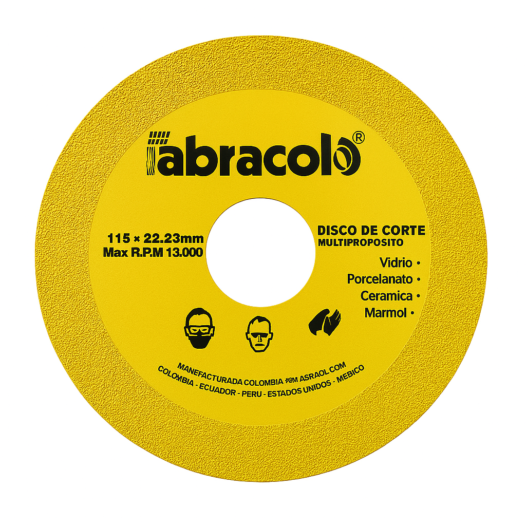 DISCO CORTE VIDRIO Y CERAMICA ABRACOL MULTIPROPOSITO 4 1/2  (115X22.23MM)(SEDIDCH00062)