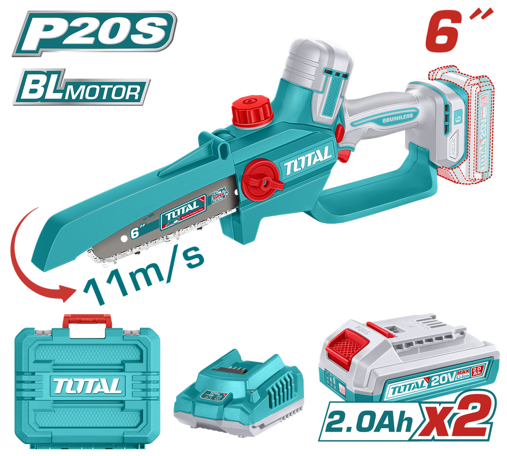 SIERRA MINI INALAMBRICA 6"  20V INDUSTRIAL INCLUYE 2  BATERIA 2.0AH  Y CARGADOR  TOTAL (UTGSLI20662)