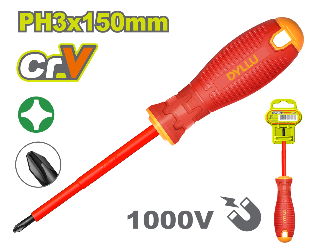 DESTORNILLADOR (+)  6" AISLADO 1000V DYLLU (DTSD7236)