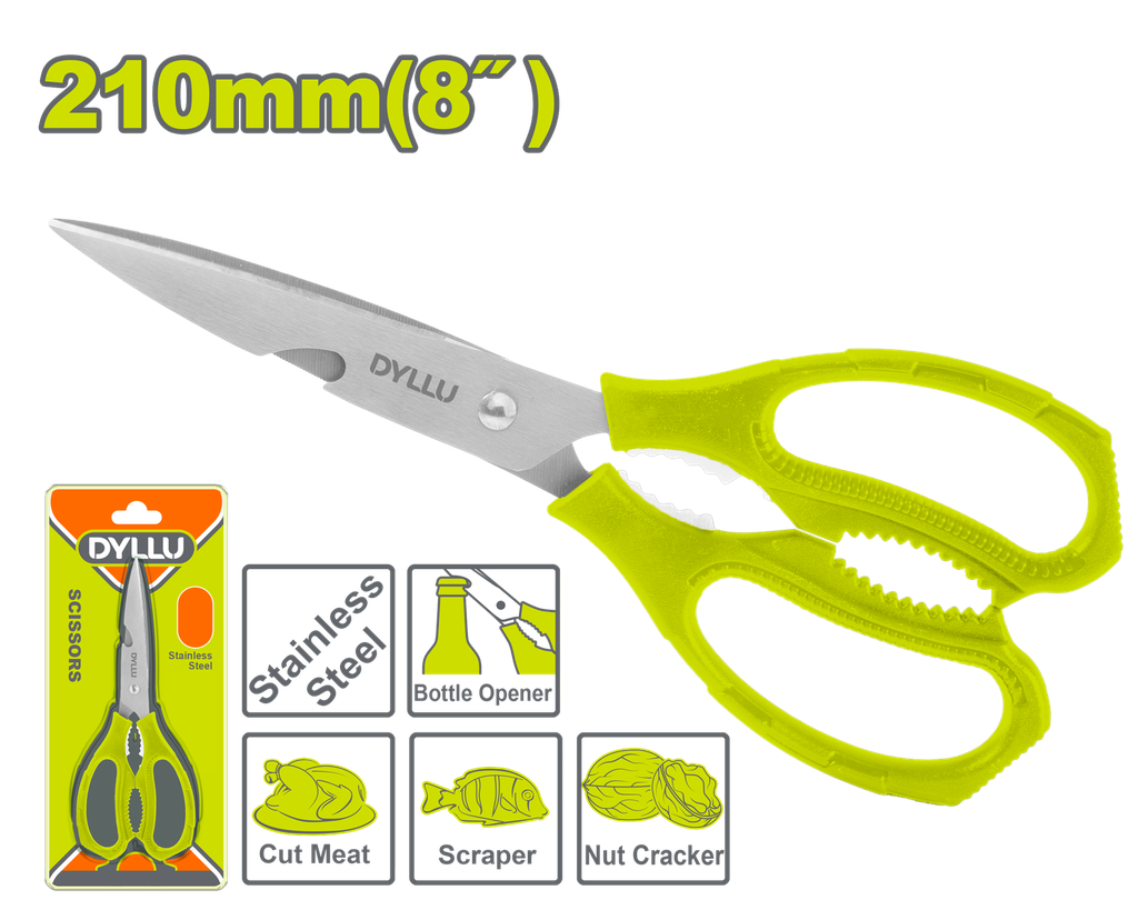 TIJERA 8" ACERO INOXIDABLE MANGO ERGONOMICO (DTSX1602)