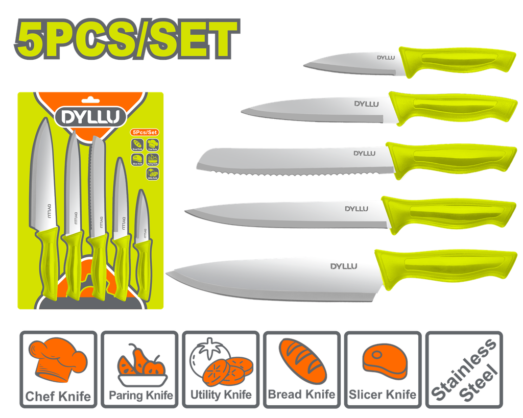 JUEGO DE CUCHILLOS PARA COCINA X 5 PCS DYLLU (DTKK1K51)