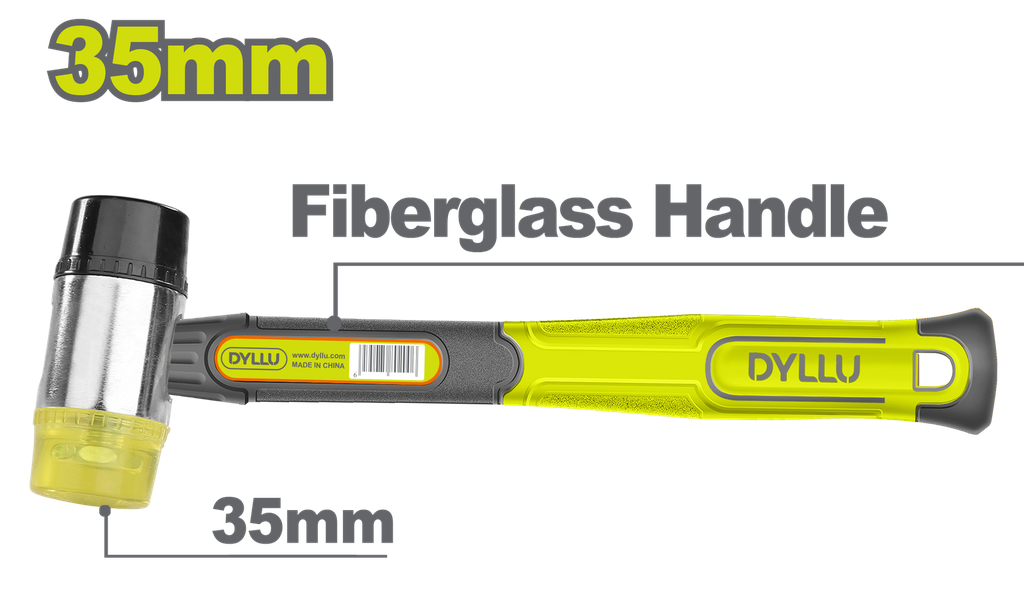 PORRA 35 MM GOMA Y PLASTICO MANGO FIBRA DE VIDRIO Y GOMA  DYLLU (DTHM7305)