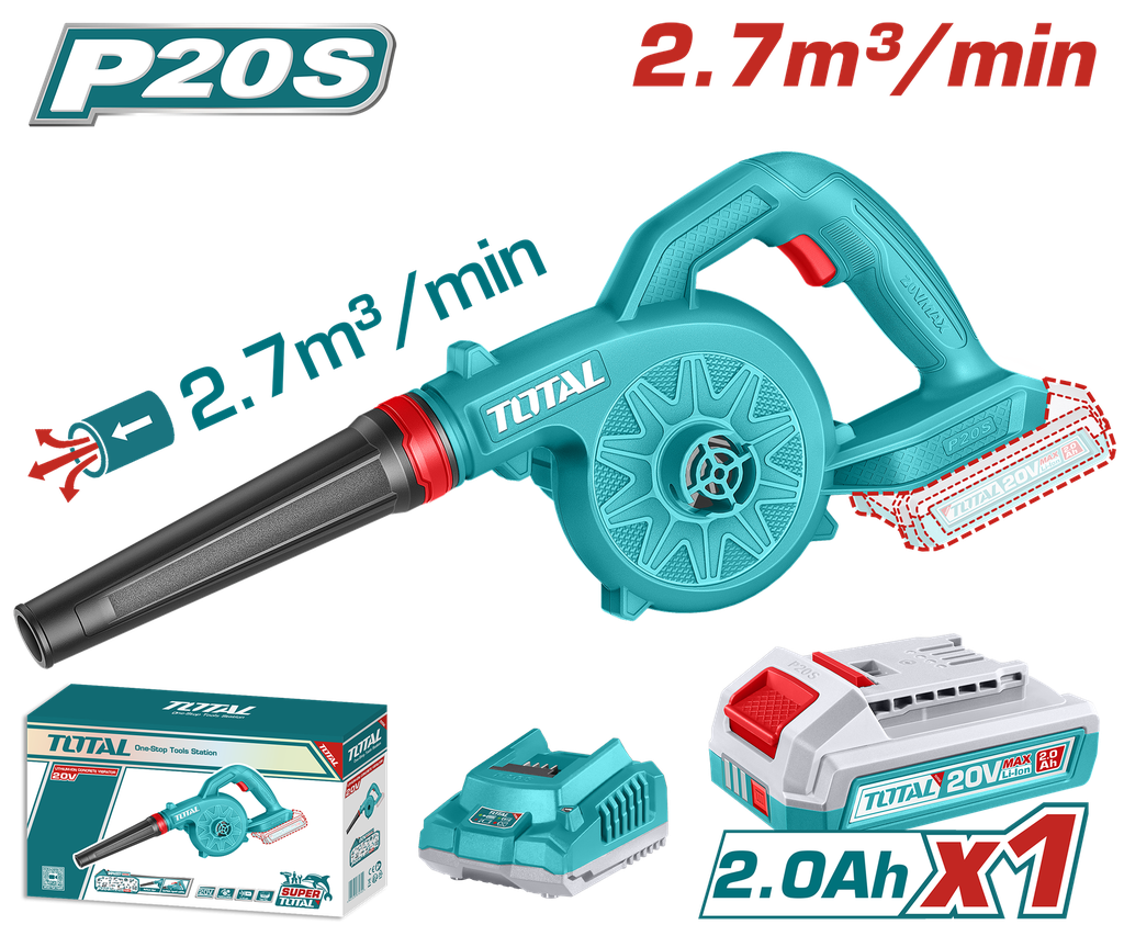SOPLADORA INALAMBRICA 20V  INCLUYE 1 BATERIA 2.0AH Y 1 CARGADOR 20V SUPER TOTAL  (UTABLI20781)