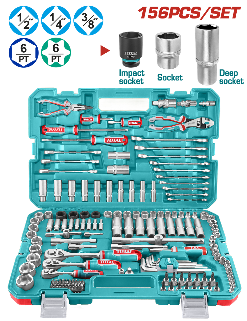 RACHE CON COPAS  1/2,1/4,3/8  X 156PZS INDUSTRIAL SUPER TOTAL (THKTHP21566)