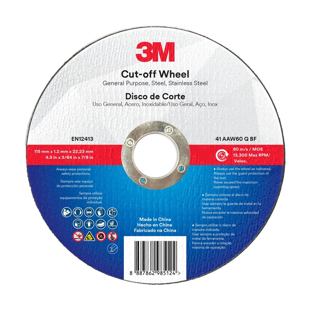 DISCO 3M CORTE METAL/ACERO INOX 4 1/2" PLANO (UU13548647)