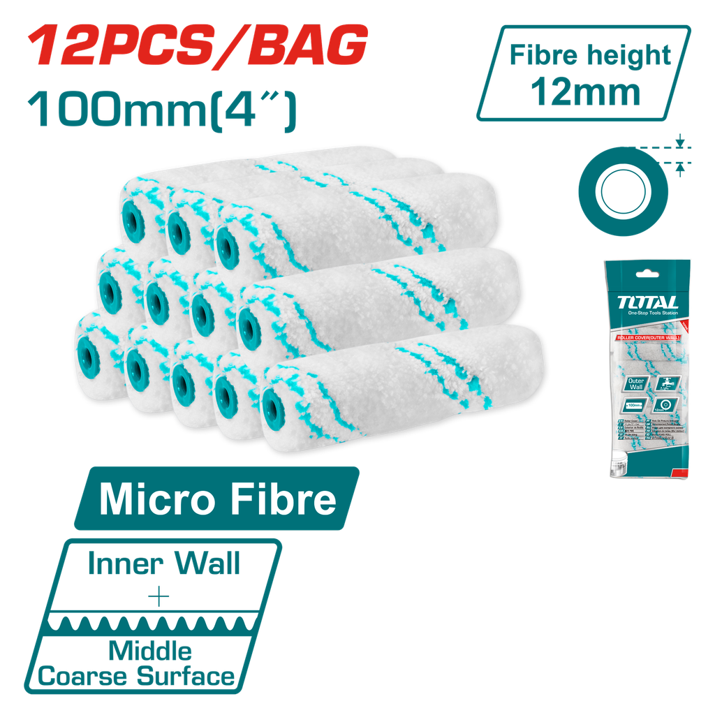 REPUESTO DE RODILLO 4" DE MICROFIBRA X 12 PZS SUPER TOTAL (THRC560412)