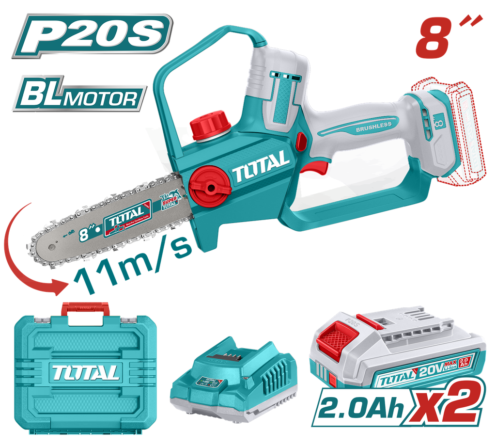 SIERRA MINI INALAMBRICA 8"  20V INDUSTRIAL INCLUYE 2  BATERIA 2.0AH  Y CARGADOR  TOTAL (UTGSLI20882)