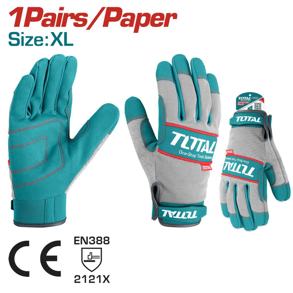 GUANTE  MECANICO MICROFIBRA PU CUERO REFORZADO XL  INDUSTRIAL SUPER TOTAL (TSP1808-XL)