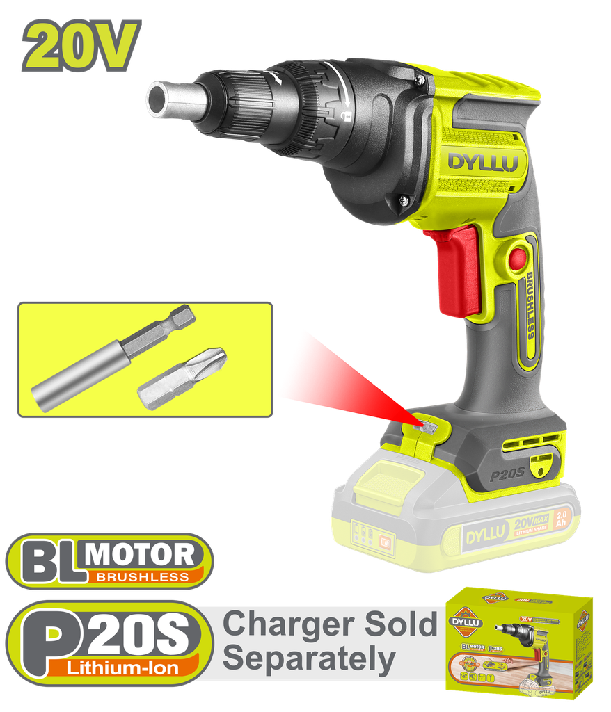 ATORNILLADOR DRYWALL 1/4" INCLUYE 2 PUNTAS BATERIA Y CARGADOR SE VENDEN POR SEPARADO DYLLU (DTDS204283)