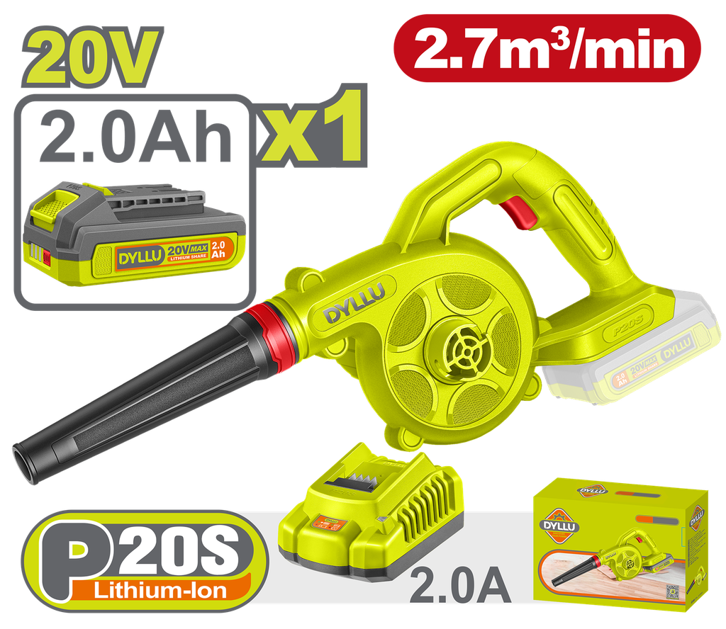 SOPLADORA INALAMBRICA 20V INCLUYE 1 BATERIA 2.0AH Y CARGADOR DYLLU (UDTBLP5521)