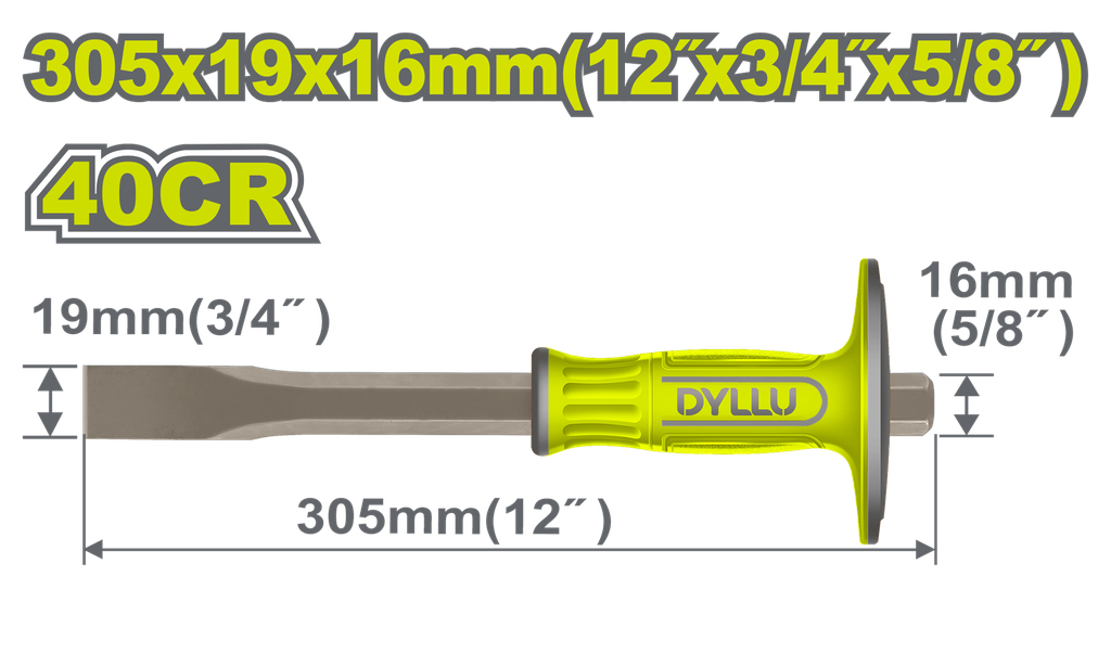 CINCEL PLANO 12" X 3/4" X 5/8" CON PROTECTOR DYLLU (DTCC2311)