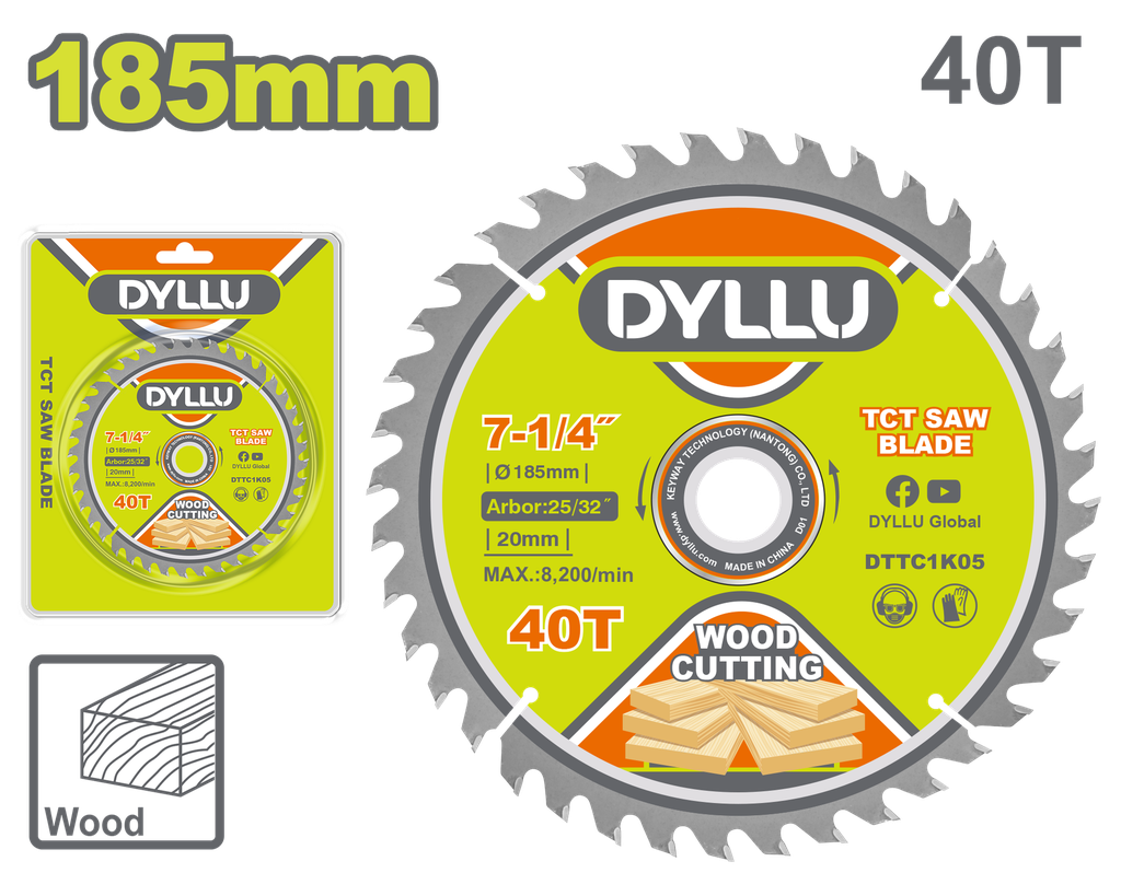 DISCO CORTE MADERA 7-1/4" X 40T DYLLU (DTTC1K05)